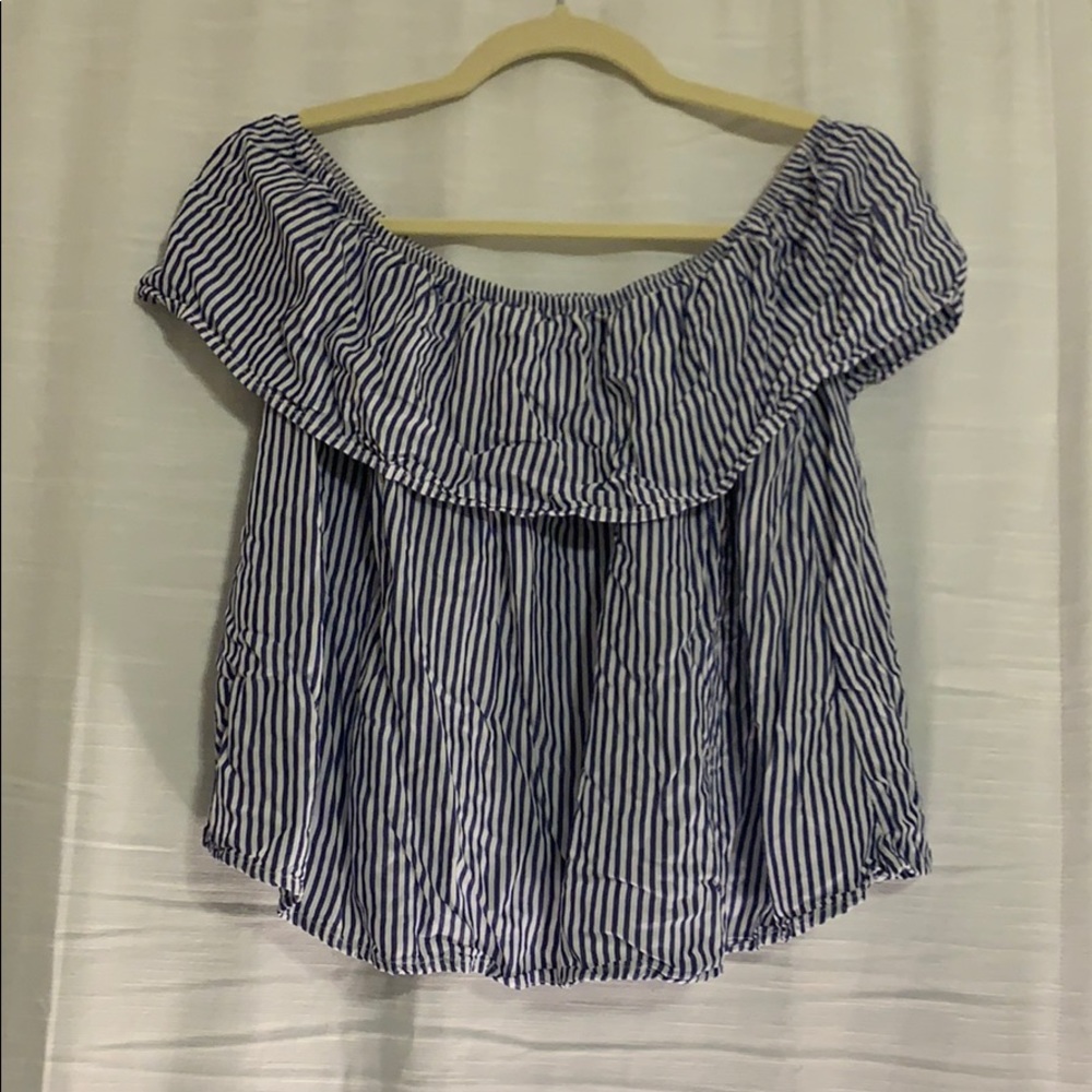 Off the shoulder striped shirt